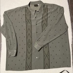 Elegant Olive Patterned Men's Button Down Shirt